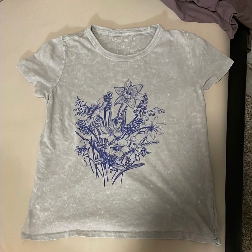 Floral Print Kids T-Shirt - Gray